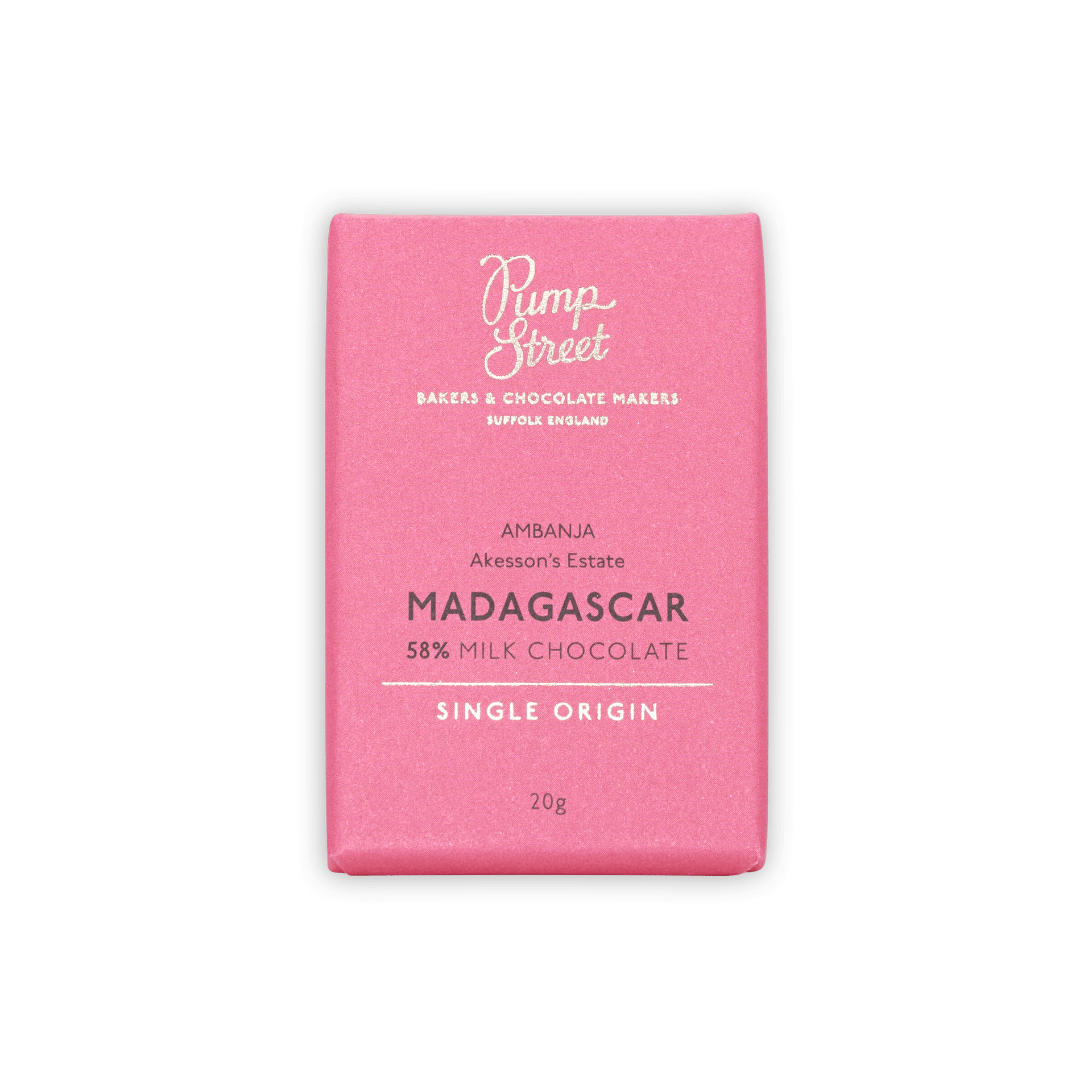 Pump Street Mini Bars Madagascar Milk 58% pink wrapper