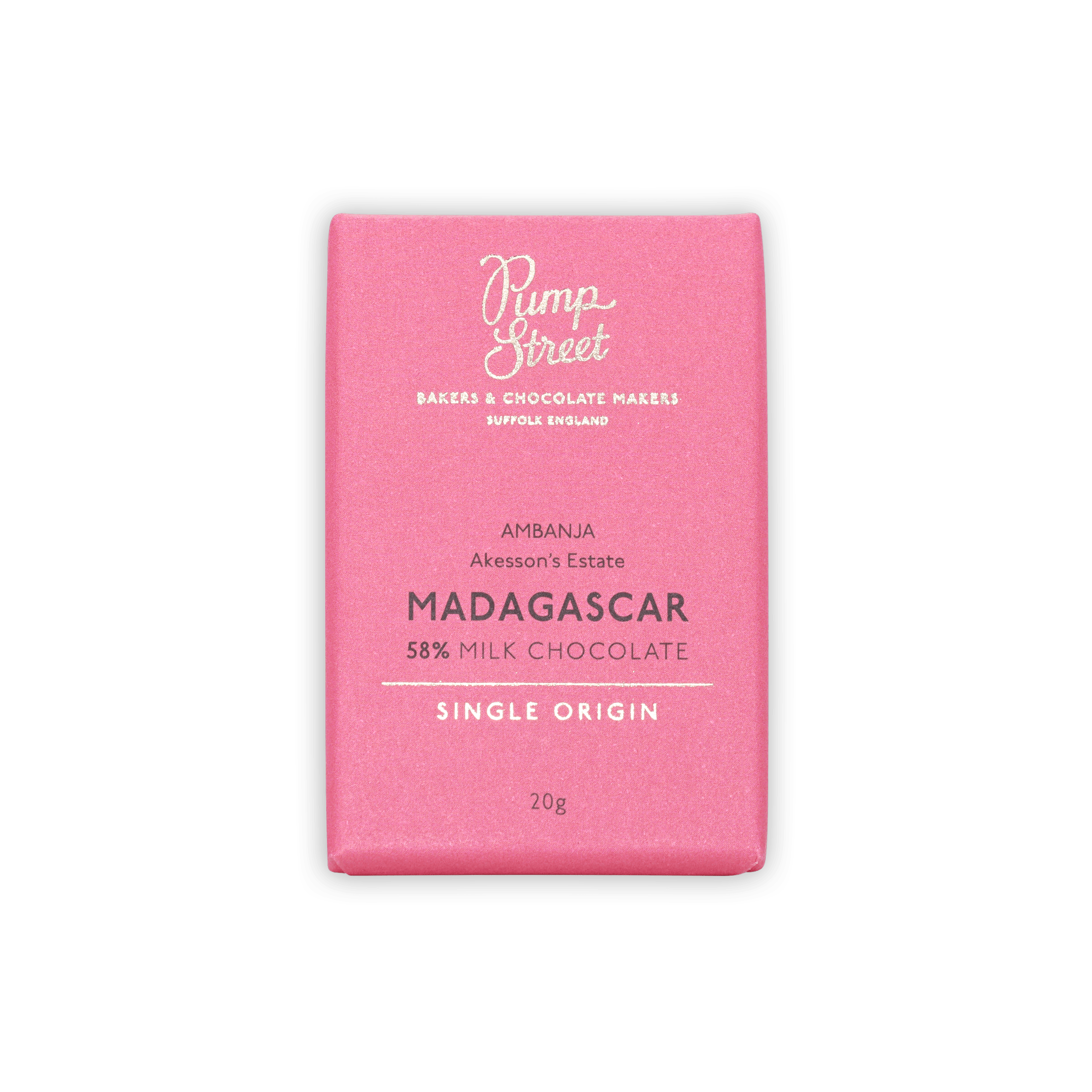 Pump Street Mini Bars Madagascar Milk 58% pink wrapper