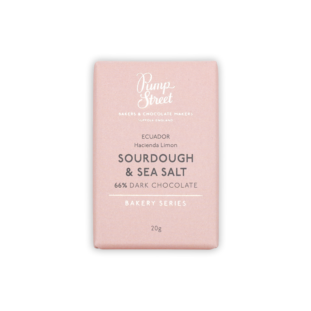 Pump Street Mini Bars Sourdough & Sea Salt 66% pink 20g bar