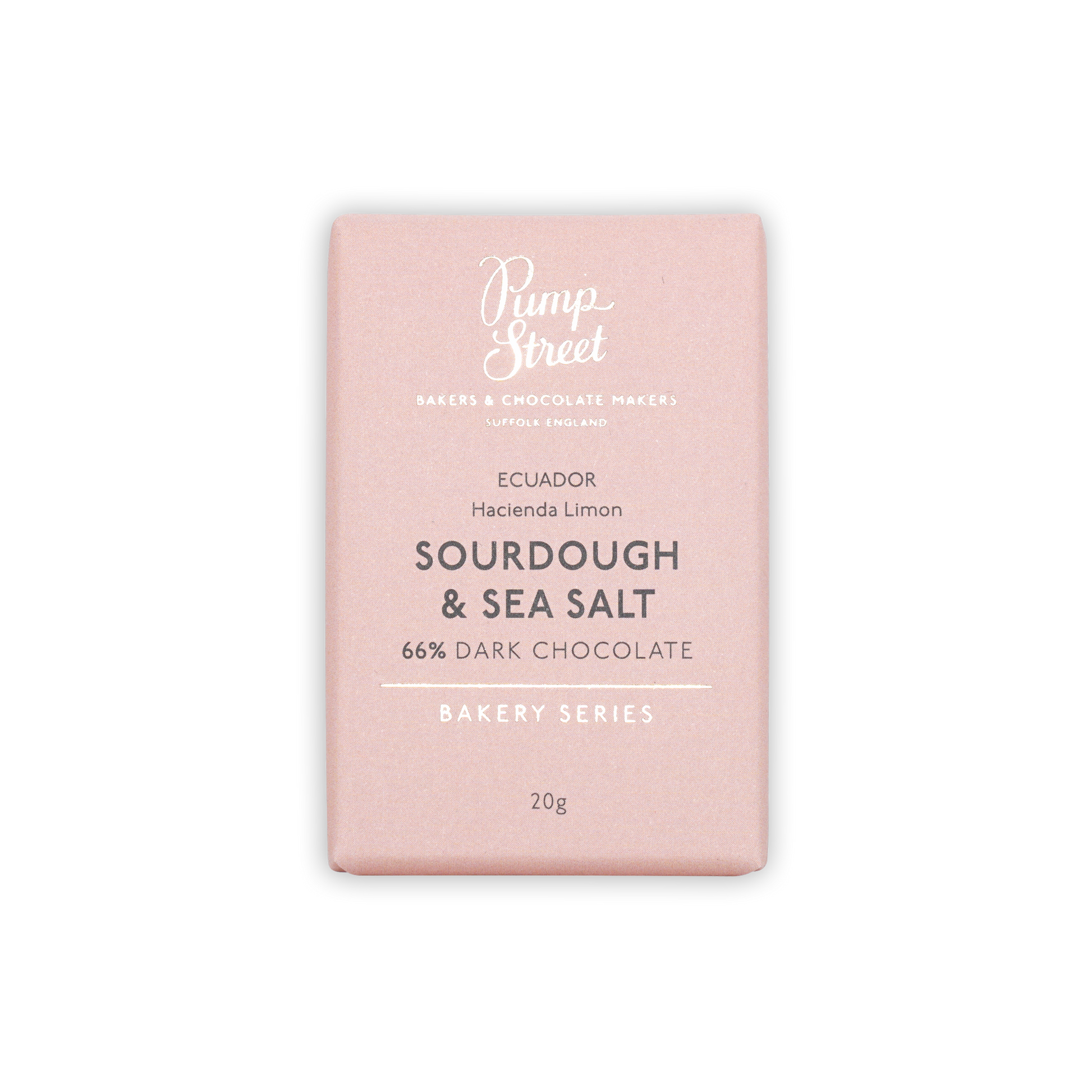 Pump Street Mini Bars Sourdough & Sea Salt 66% pink 20g bar