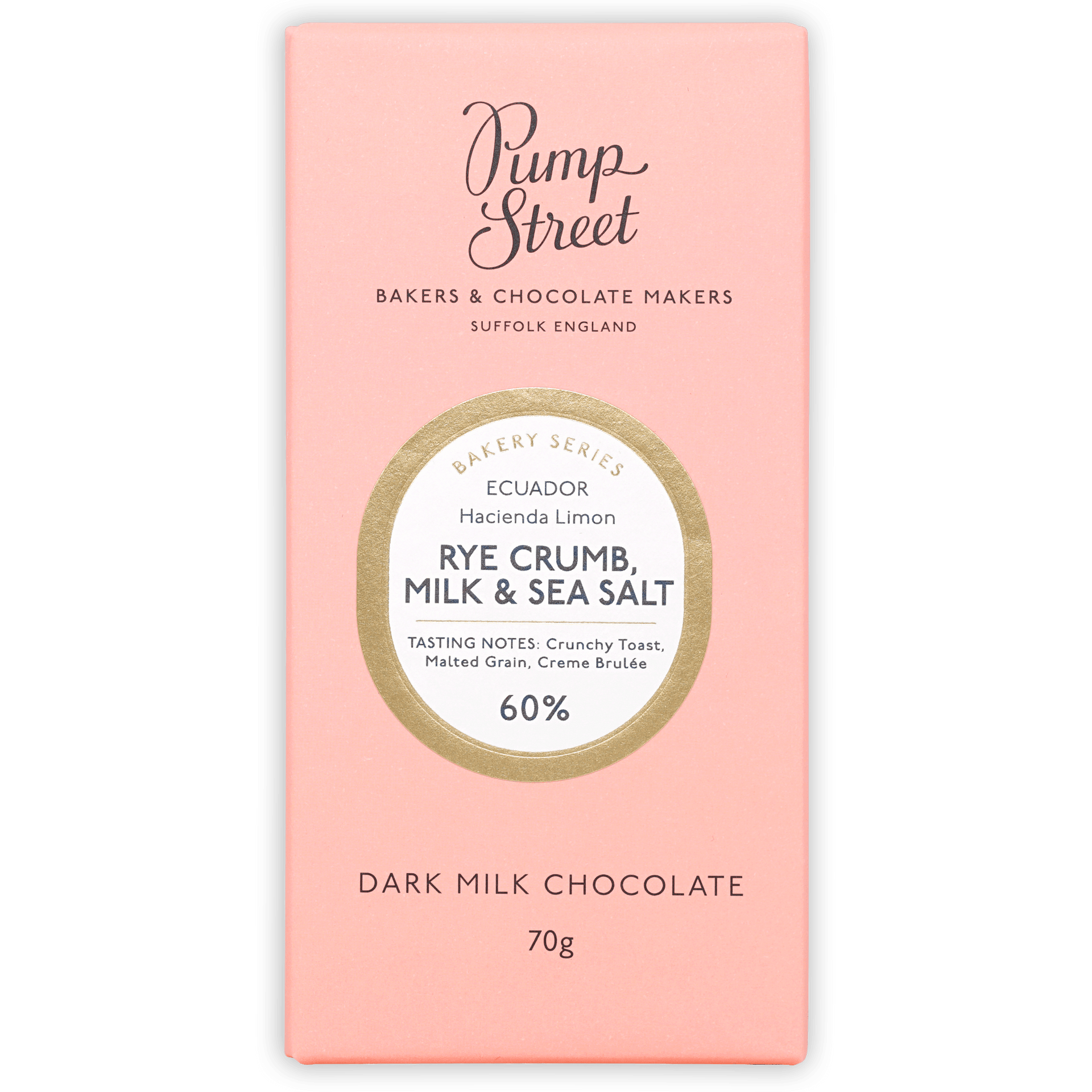 Pump Street Rye Crumb Milk & Sea Salt 60% dark milk chocolate bar wrapper