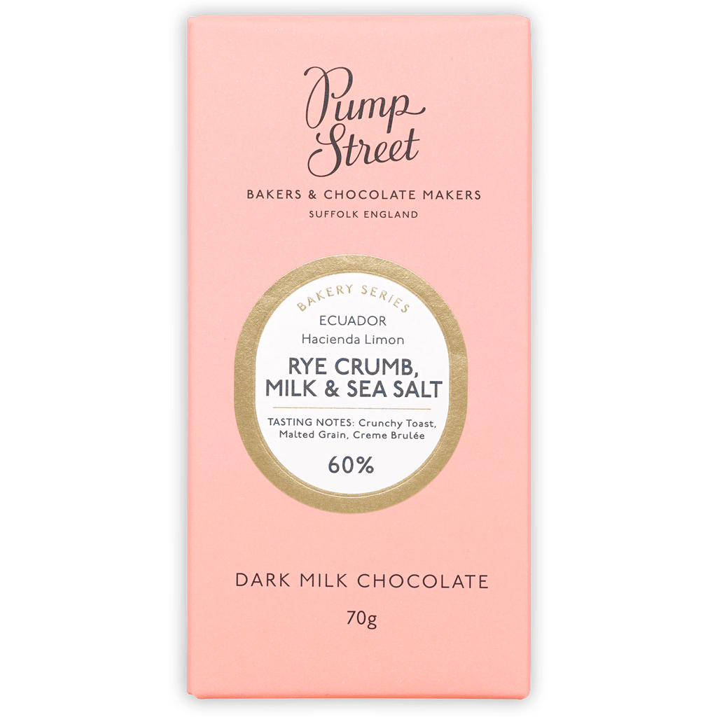 Pump Street Rye Crumb Milk & Sea Salt 60% dark milk chocolate bar wrapper