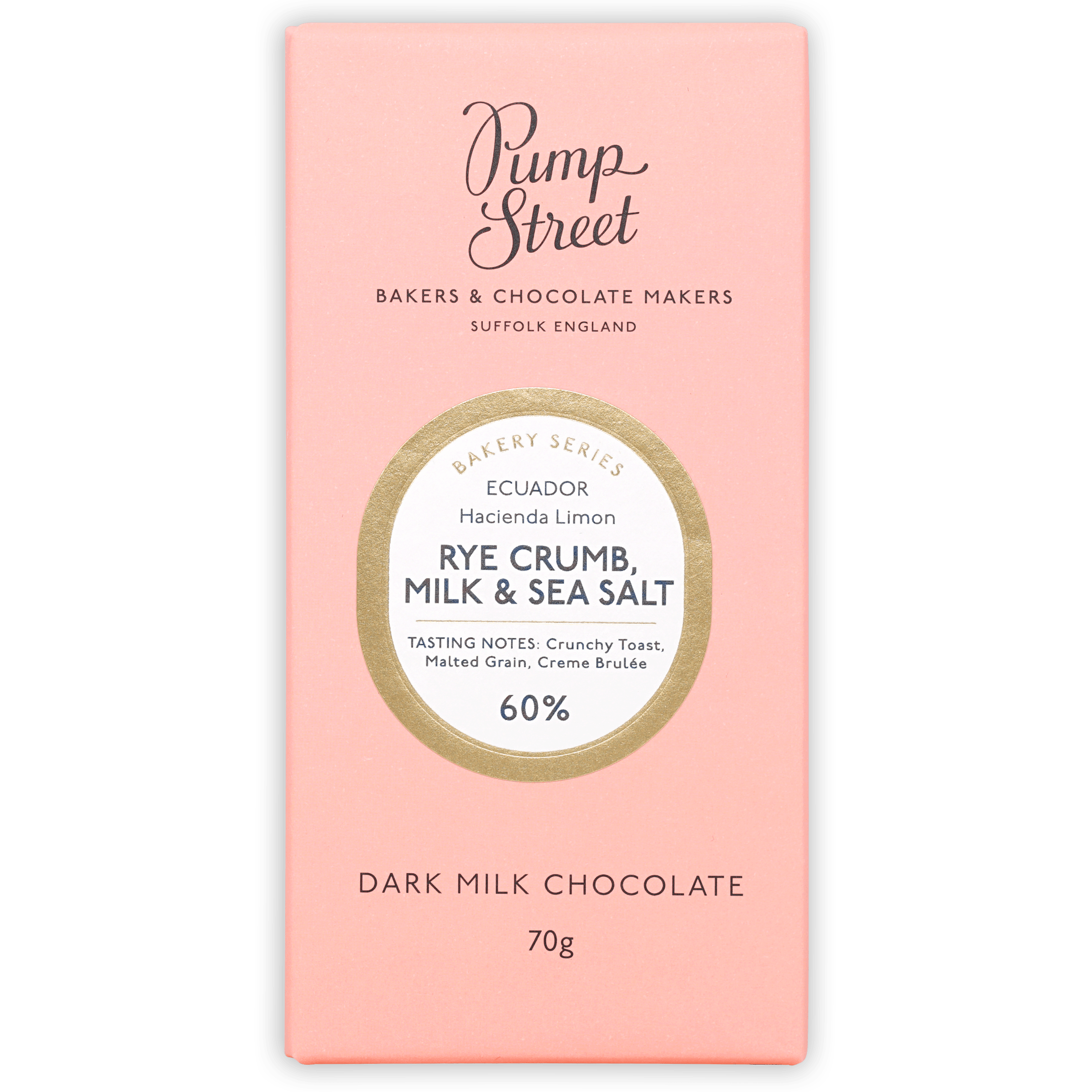 Pump Street Rye Crumb Milk & Sea Salt 60% dark milk chocolate bar wrapper