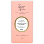 Pump Street Sourdough & Sea Salt 66% dark chocolate bar in pink wrapper