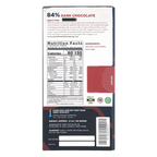 Pure Chocolate Dark 84% bar back: Jamaican 84% dark chocolate wrapper with nutrition facts