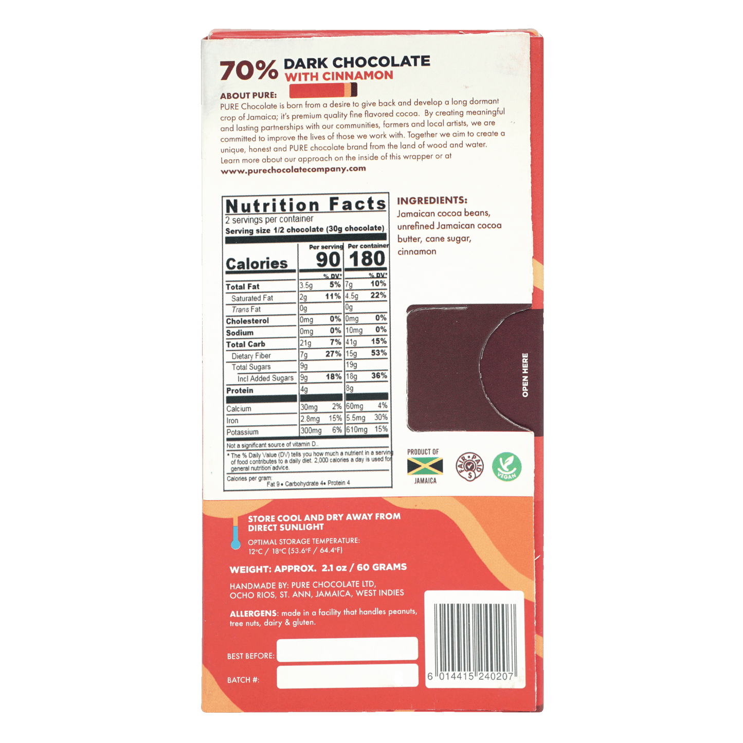 Pure Chocolate Dark w/ Cinnamon 70%