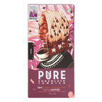 Pure Chocolate Jamaica 70% dark chocolate bar with coffee, pink purple wrap