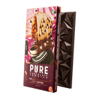 Pure Chocolate Dark w/ Coffee 70% bar in vibrant purple pink faceted wrapper