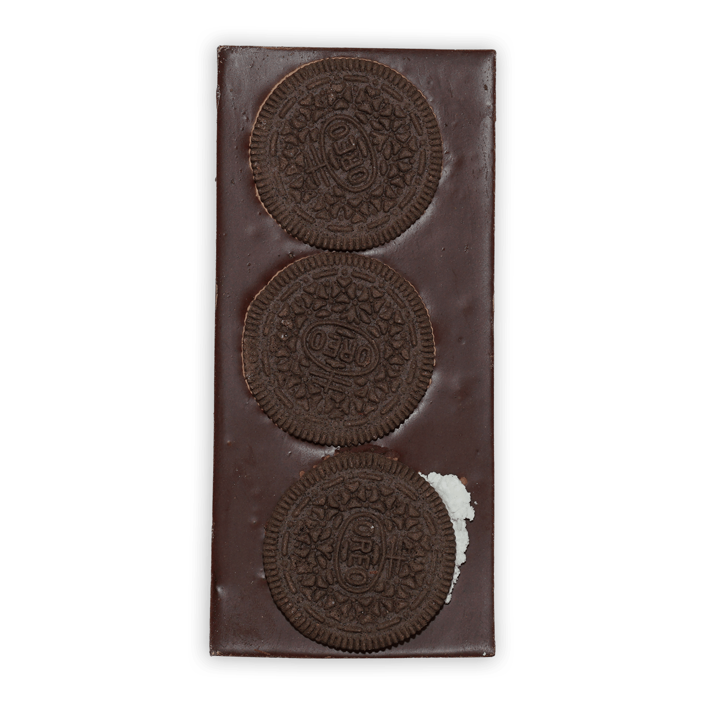 Pure Chocolate dark chocolate bar with embedded Oreo cookies and cream
