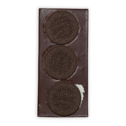 Pure Chocolate dark chocolate bar with embedded Oreo cookies and cream
