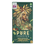 Pure Chocolate Jamaica dark green wrapper with banana-crowned woman and chips product label