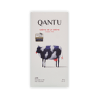 Qantu Creme de la Creme bar, cream box with painted black and white cow, Classic Milk 45%, gold award seal, 50g