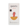 Qantu Jean Duya 32% Gianduia bar, cream box with an illustrated mustached figure in a yellow cape, 50g