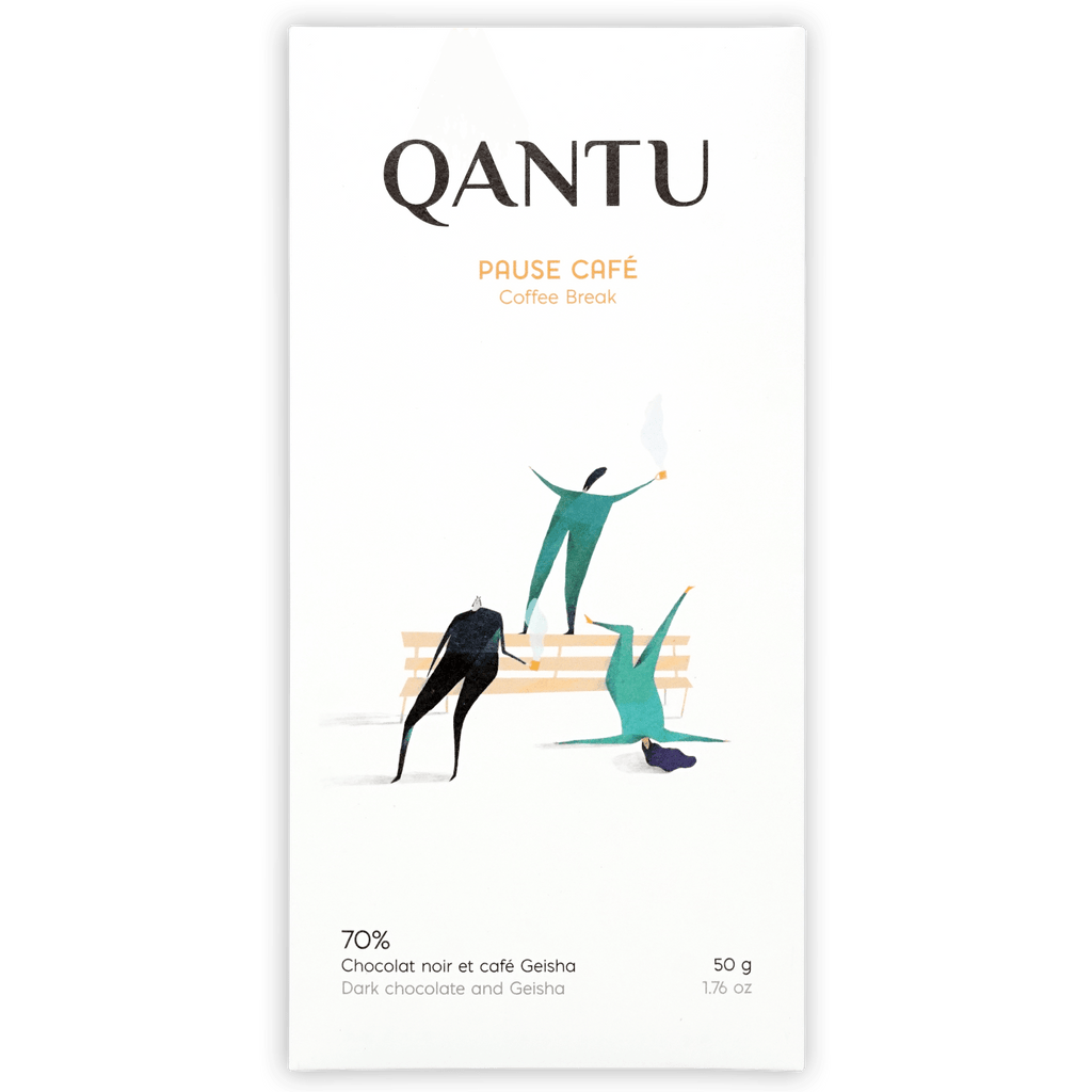 Qantu Pause Cafe 70% dark chocolate bar with geisha bean flavor
