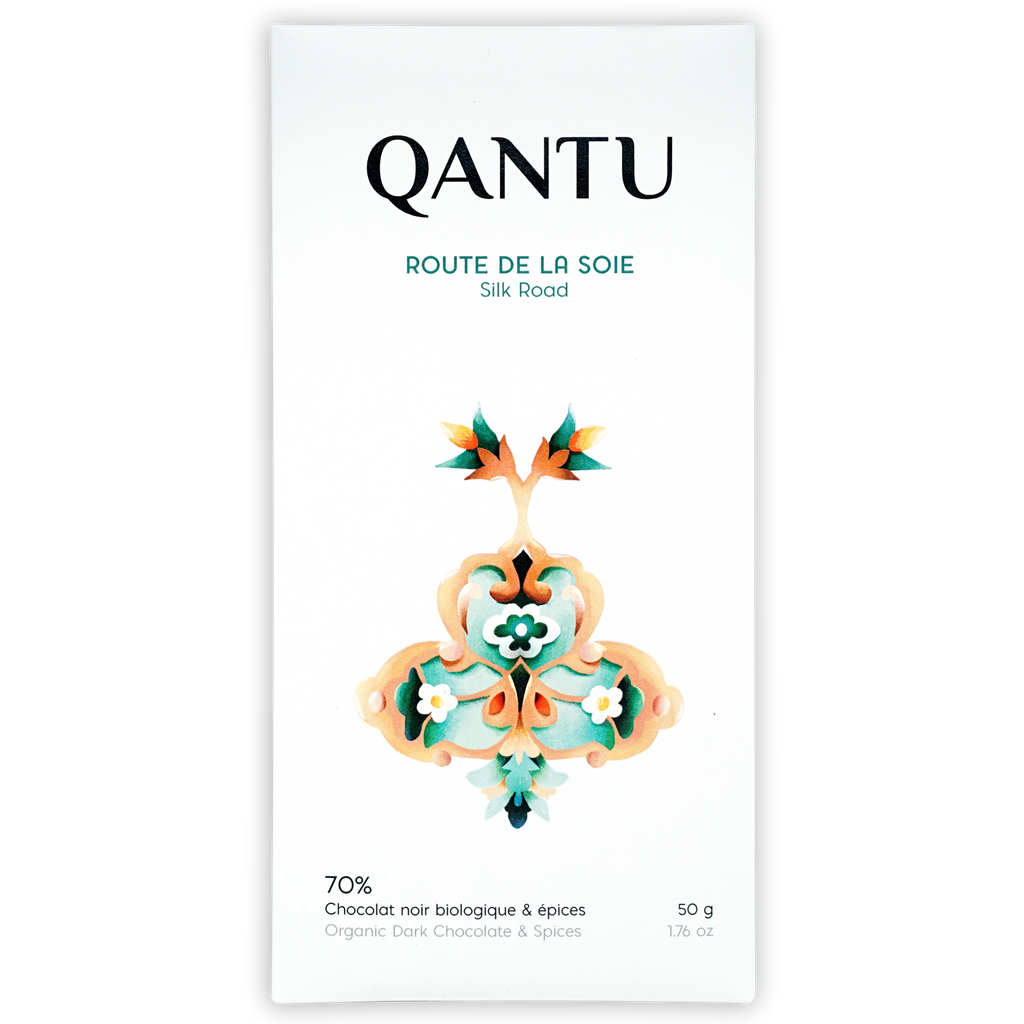 Qantu Silk Road organic dark chocolate bar 70% cocoa with spices