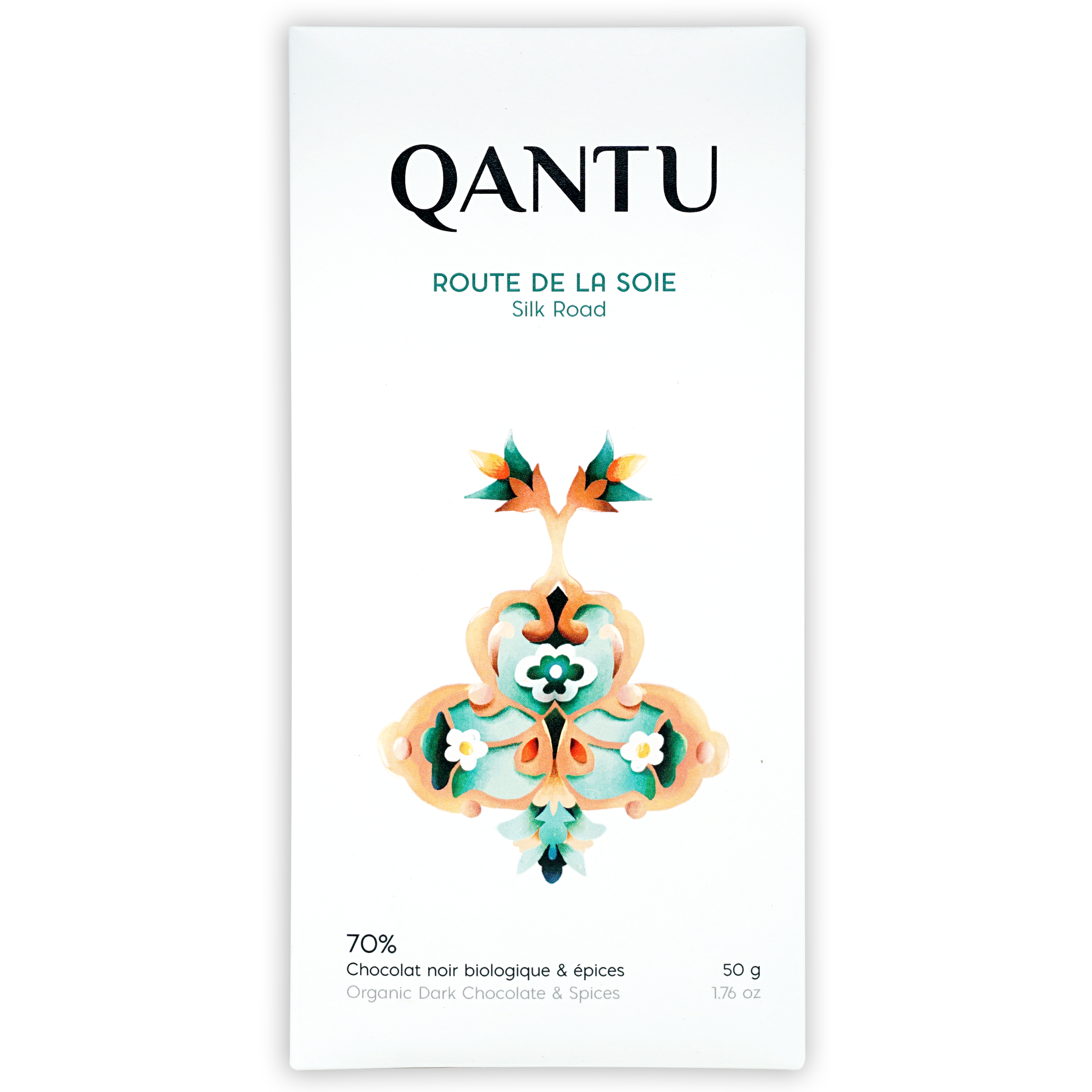 Qantu Silk Road organic dark chocolate bar 70% cocoa with spices