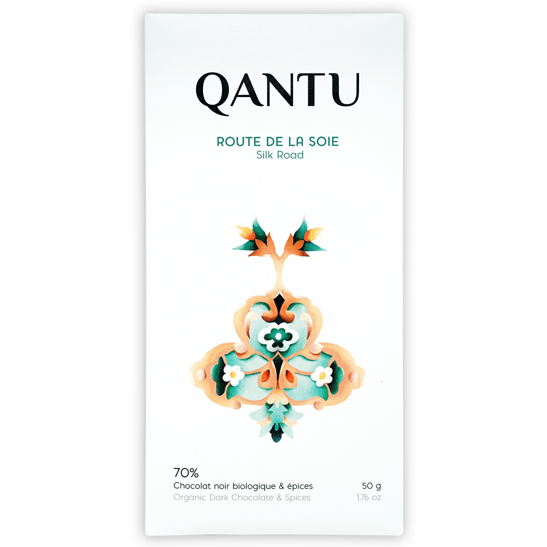 Qantu Silk Road organic dark chocolate bar 70% cocoa with spices