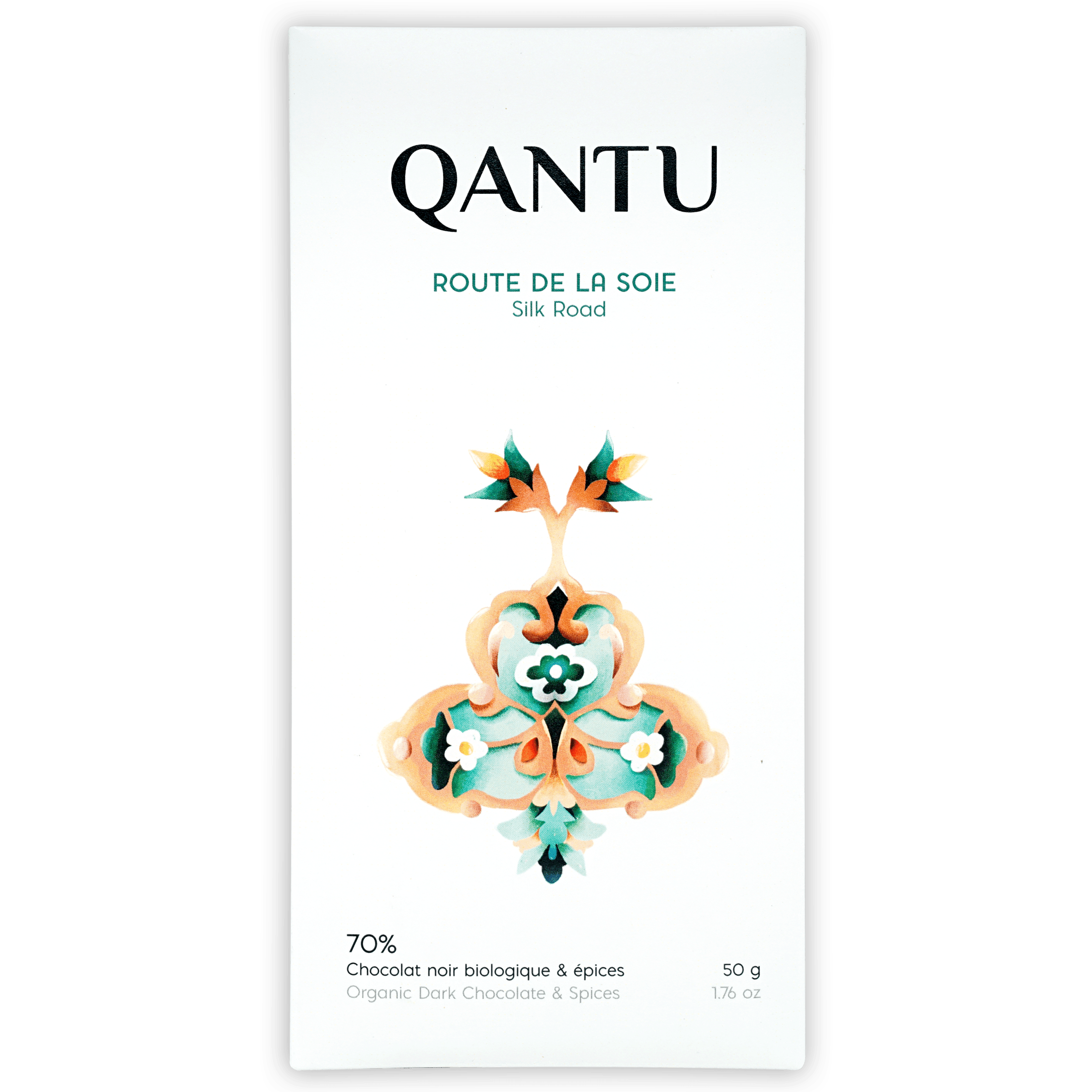 Qantu Silk Road organic dark chocolate bar 70% cocoa with spices