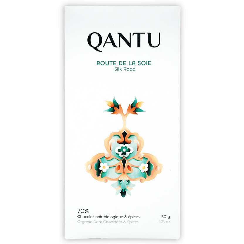Qantu Silk Road organic dark chocolate bar 70% cocoa with spices