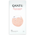Qantu Dreams of Cashmere 55% goat milk chocolate bar in minimalist white wrapper with illustrated sheep on pink circle