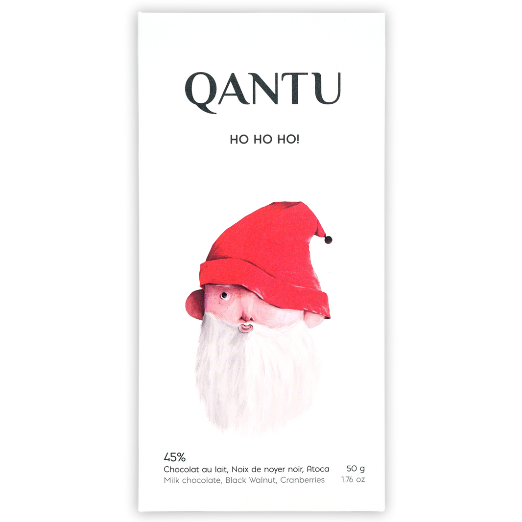 Qantu Ho Ho Ho! Milk Chocolate 45% w/ Black Walnut & Cranberries (Seasonal)