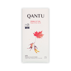 Qantu Erable et Sel Maple and fleur de sel 60% bar, cream box with a red maple leaf illustration, 50g