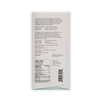 Back of Qantu Morropon box, cream with tasting notes cherries, berries, plums, nutrition facts and barcode.