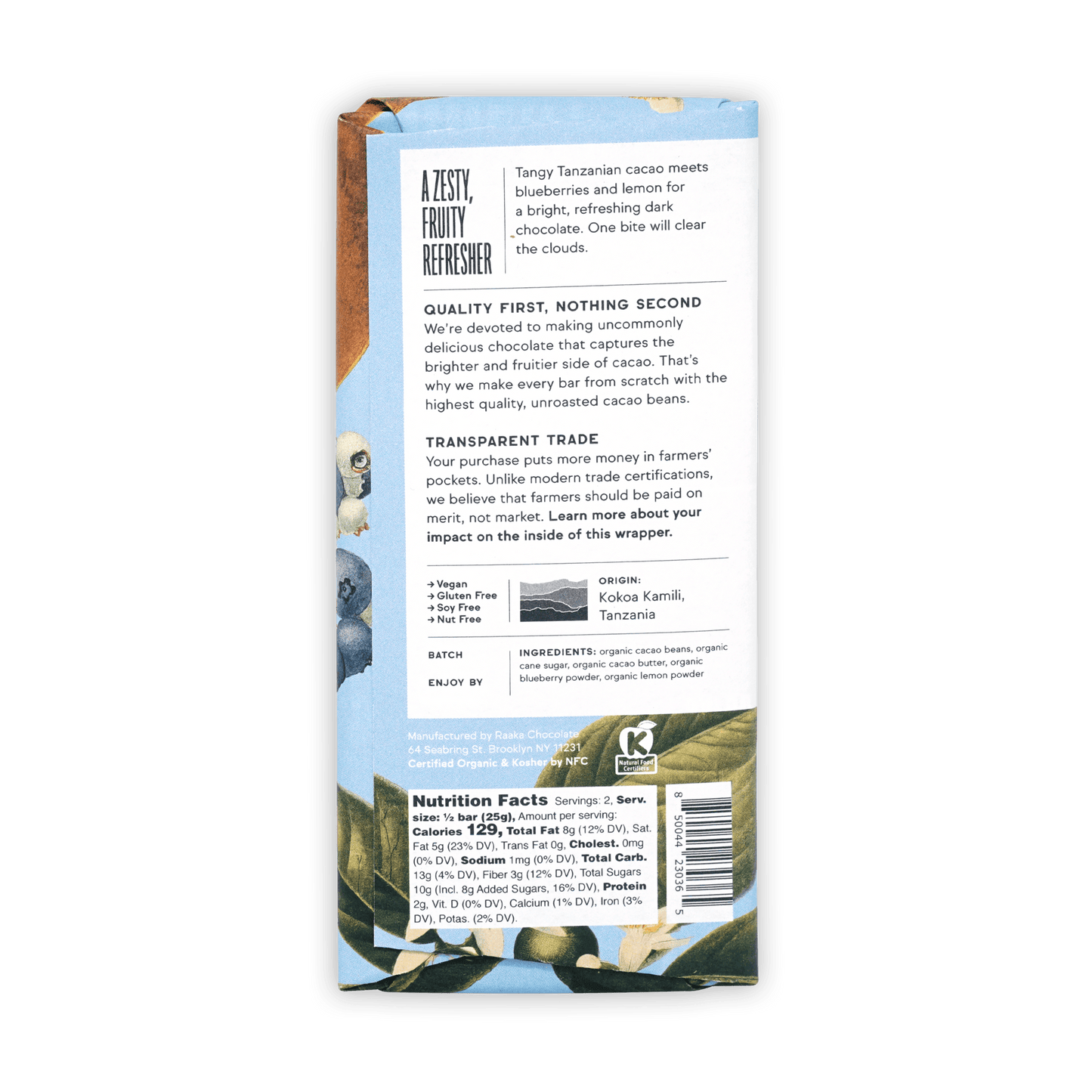 Raaka Blueberry Lemon Chocolate  60% (Seasonal)