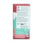 Raaka Peppermint Bark Bar: pink teal wrapped festive peppermint dark chocolate