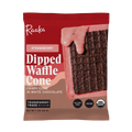 Raaka Strawberry Dipped Waffle Cone in red brown pouch