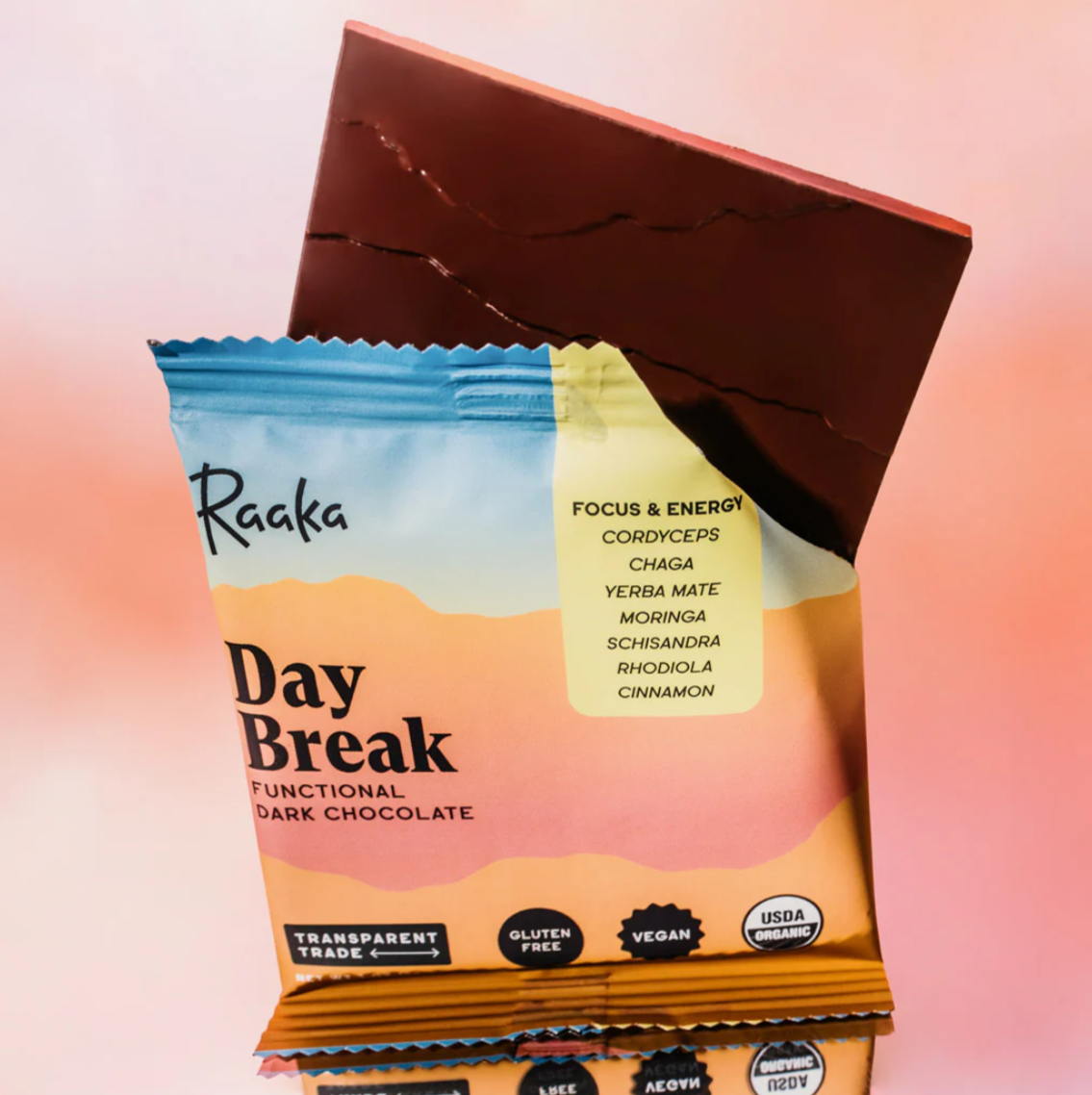 Raaka Functional Dark Chocolate Bar Day Break 63%