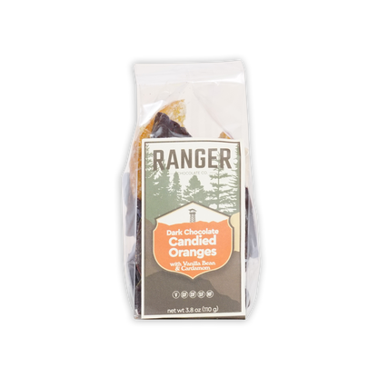 Ranger Candied Oranges with Spices in Dark Chocolate package