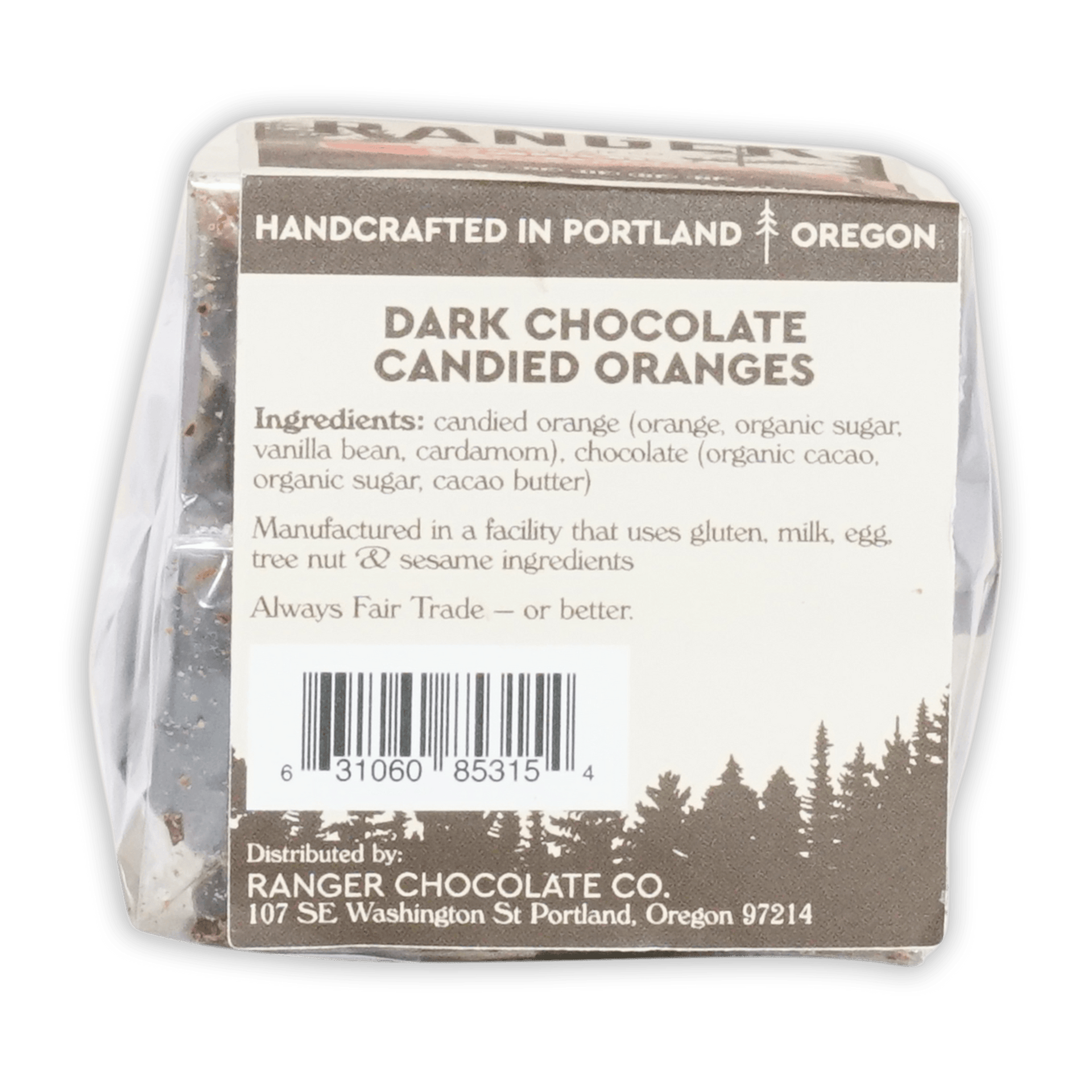 Ranger Chocolate Co. dark chocolate candied oranges with spices, handcrafted in Portland, Oregon