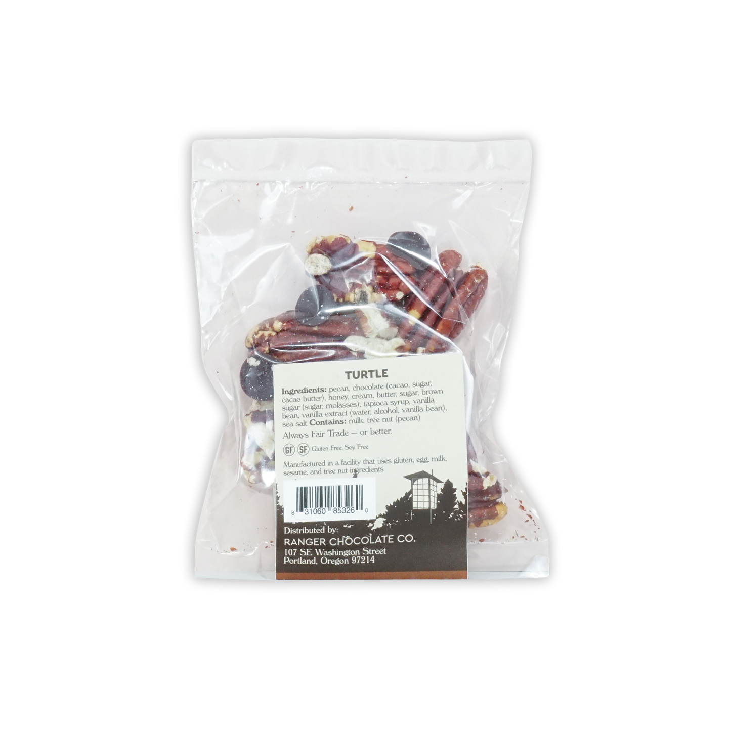 Ranger Chocolate Turtle pecans with caramel in clear bag
