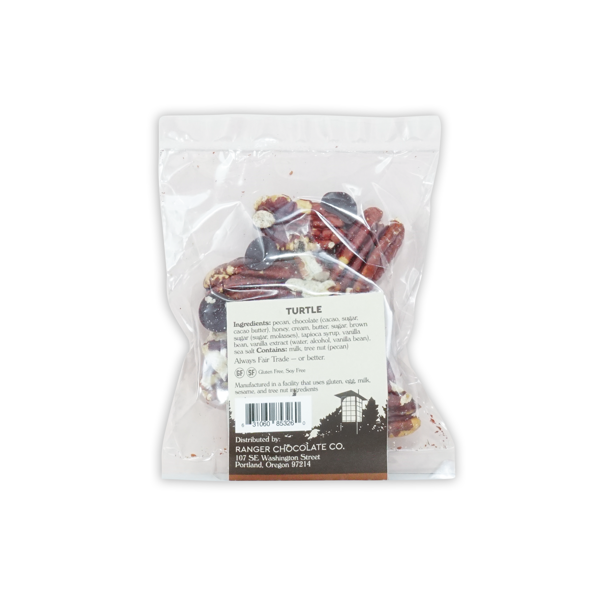 Ranger Chocolate Turtle pecans with caramel in clear bag