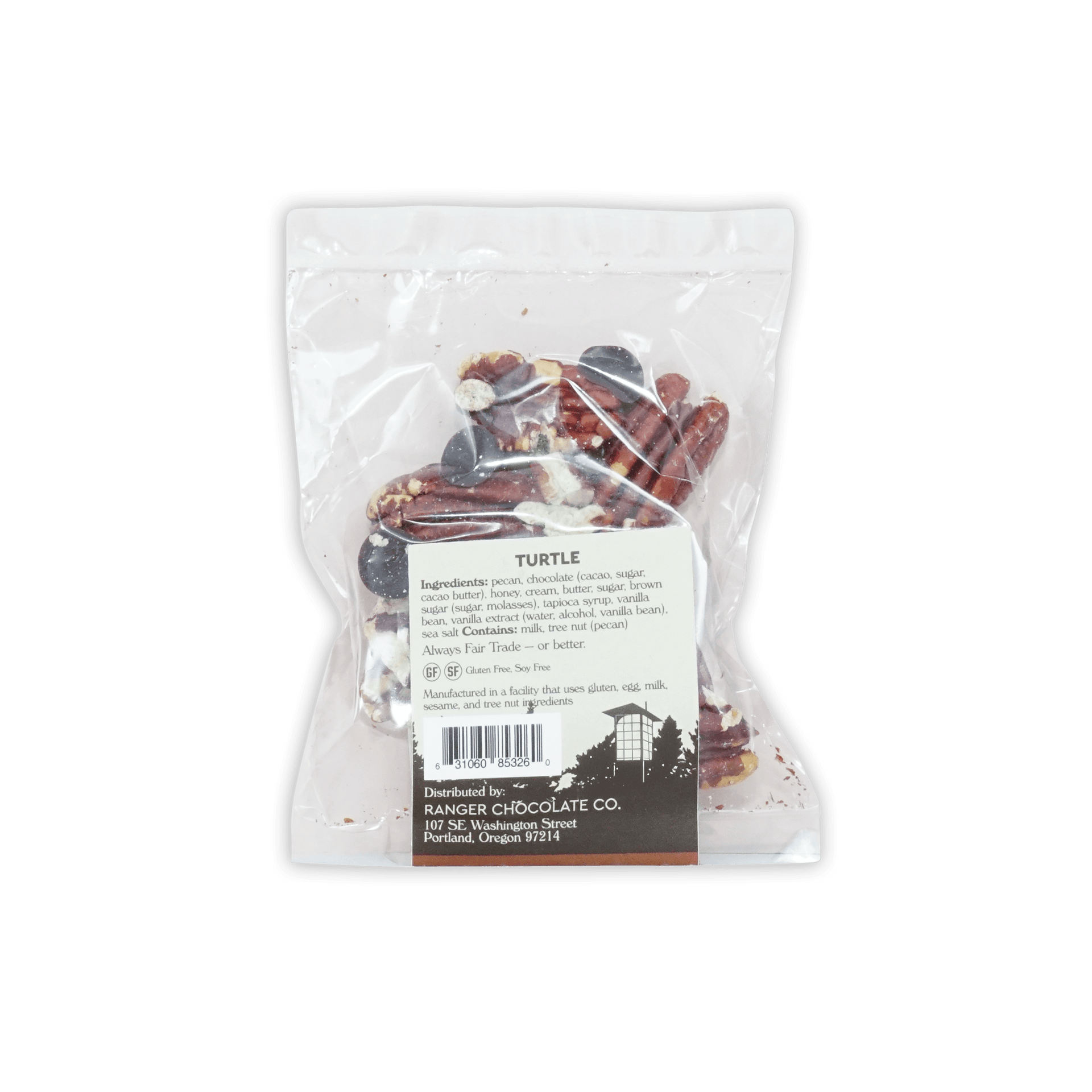 Ranger Chocolate Turtle pecans with caramel in clear bag
