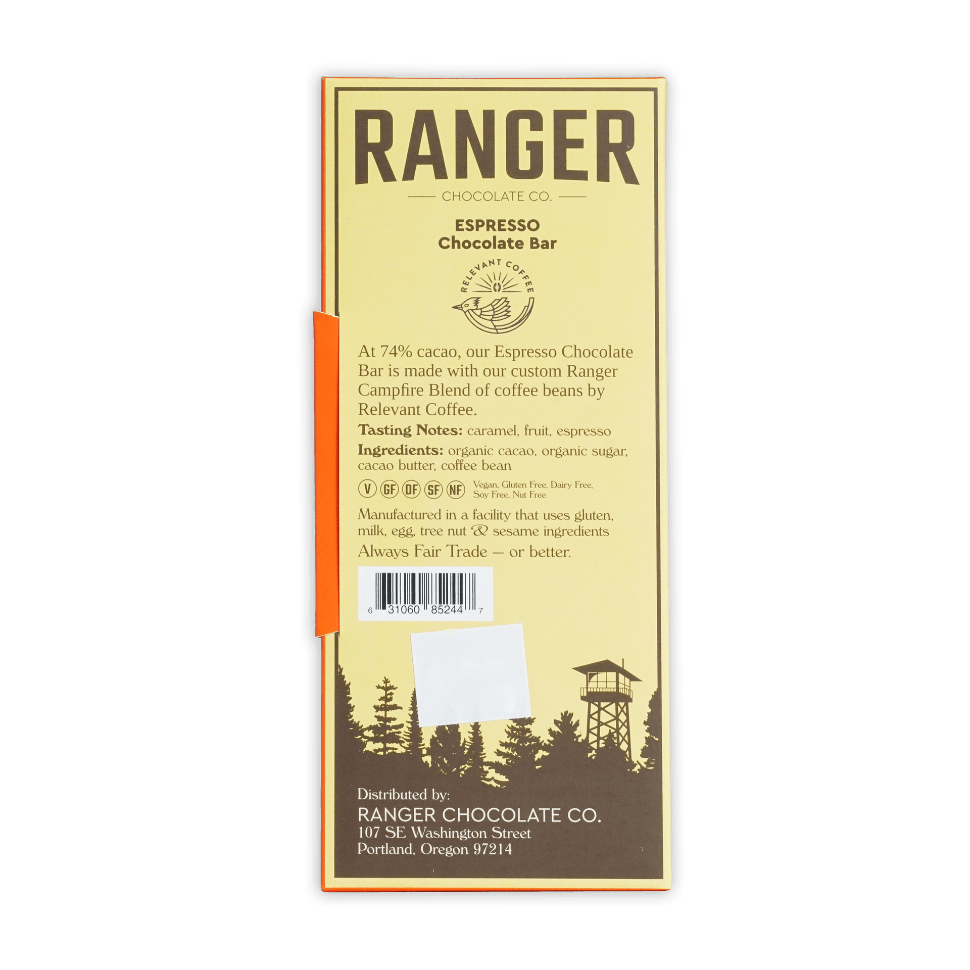 Ranger Espresso Chocolate Bar by Pale Yellow and Brown Ranger Chocolate Co