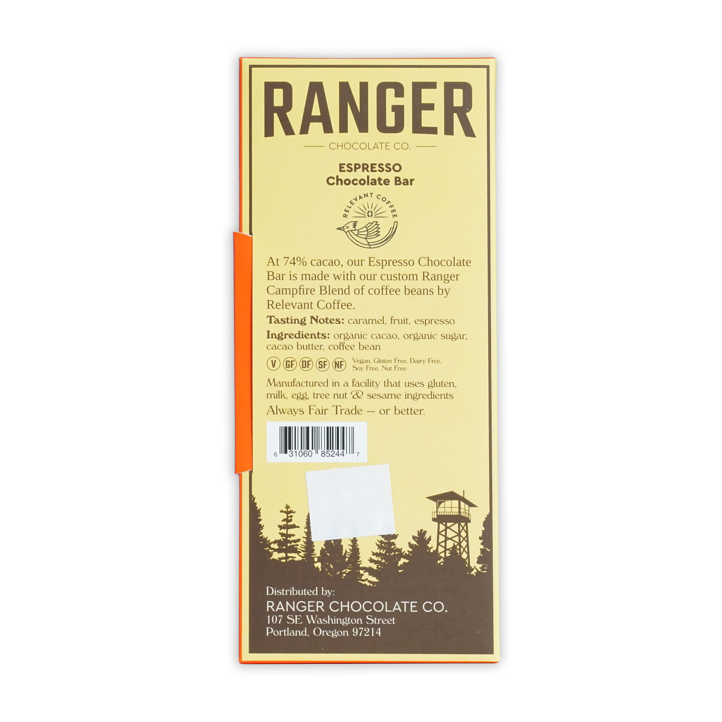 Ranger Espresso Chocolate Bar by Pale Yellow and Brown Ranger Chocolate Co