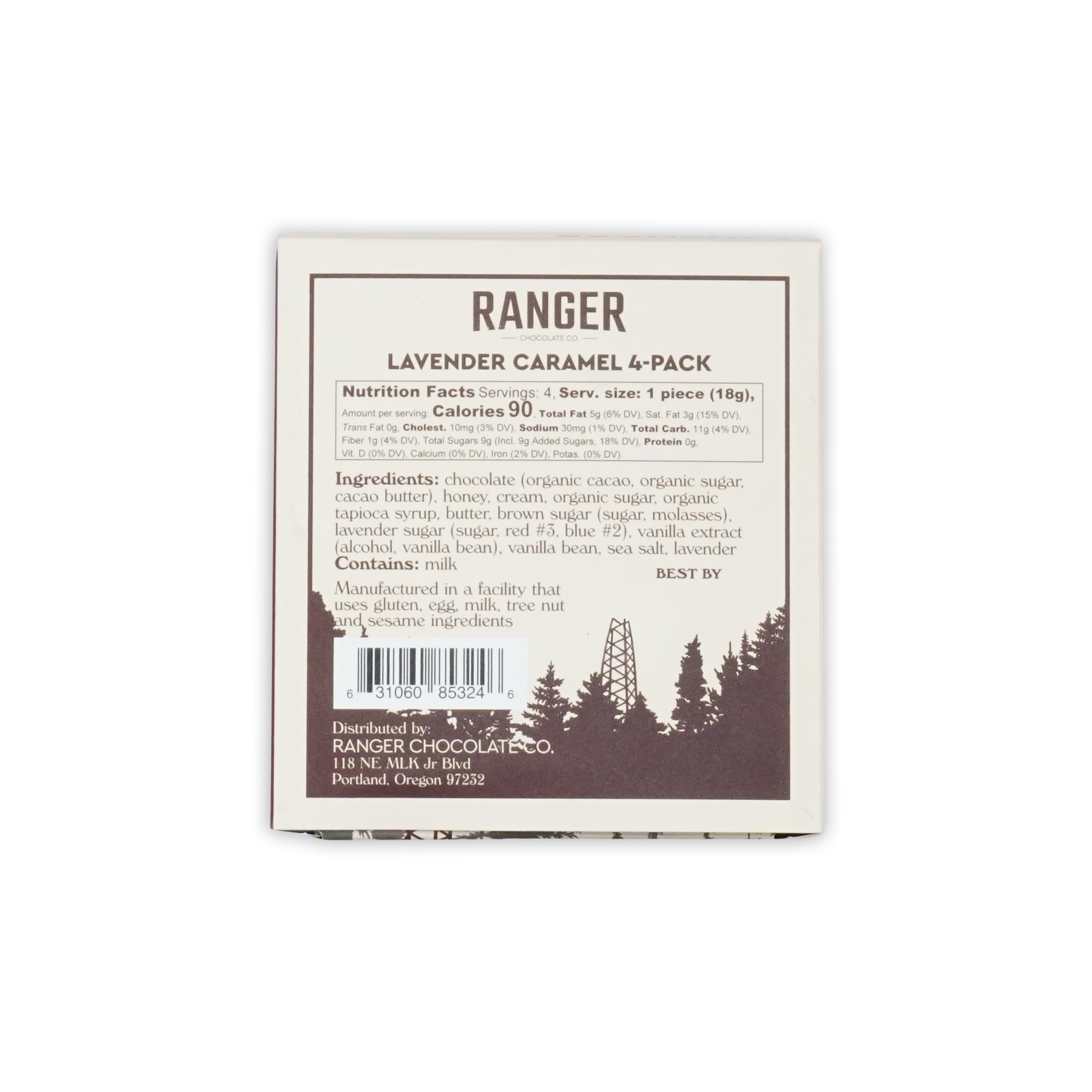 White Ranger Lavender Caramels box 4 pcs chocolate co product