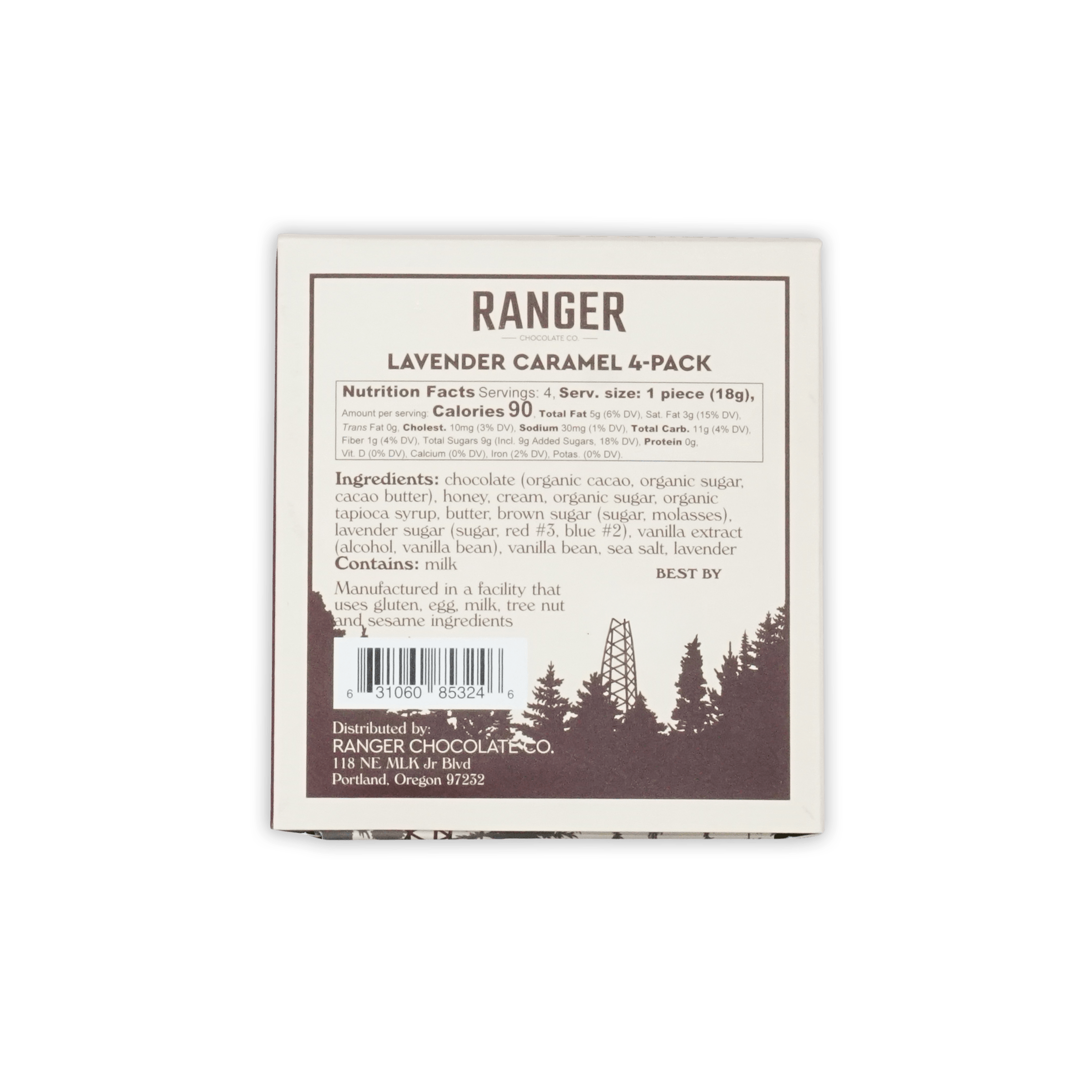 White Ranger Lavender Caramels box 4 pcs chocolate co product
