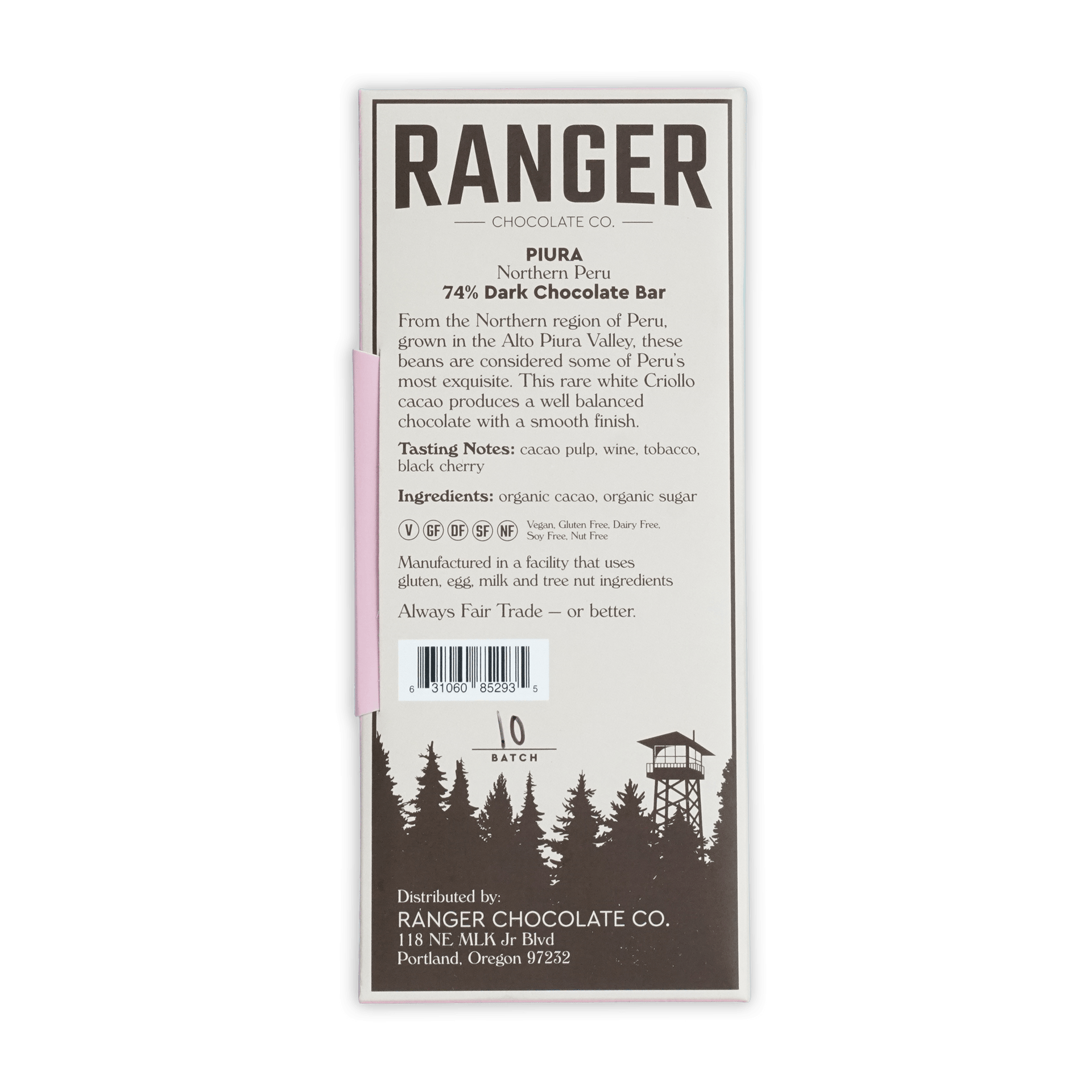 Ranger Dark Piura Peru 74% chocolate bar by Ranger Chocolate Co