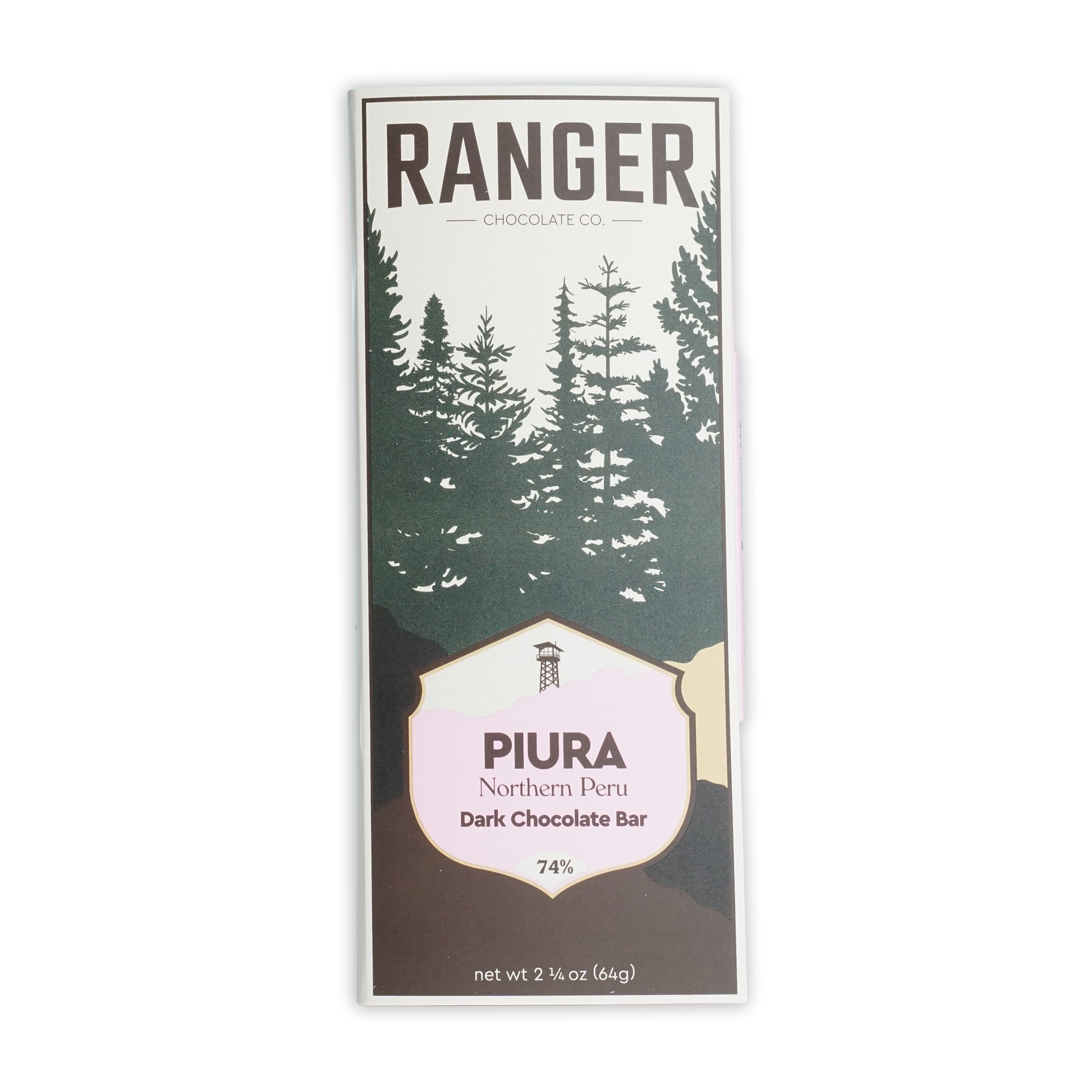 Ranger Dark Piura Peru 74% chocolate bar front view