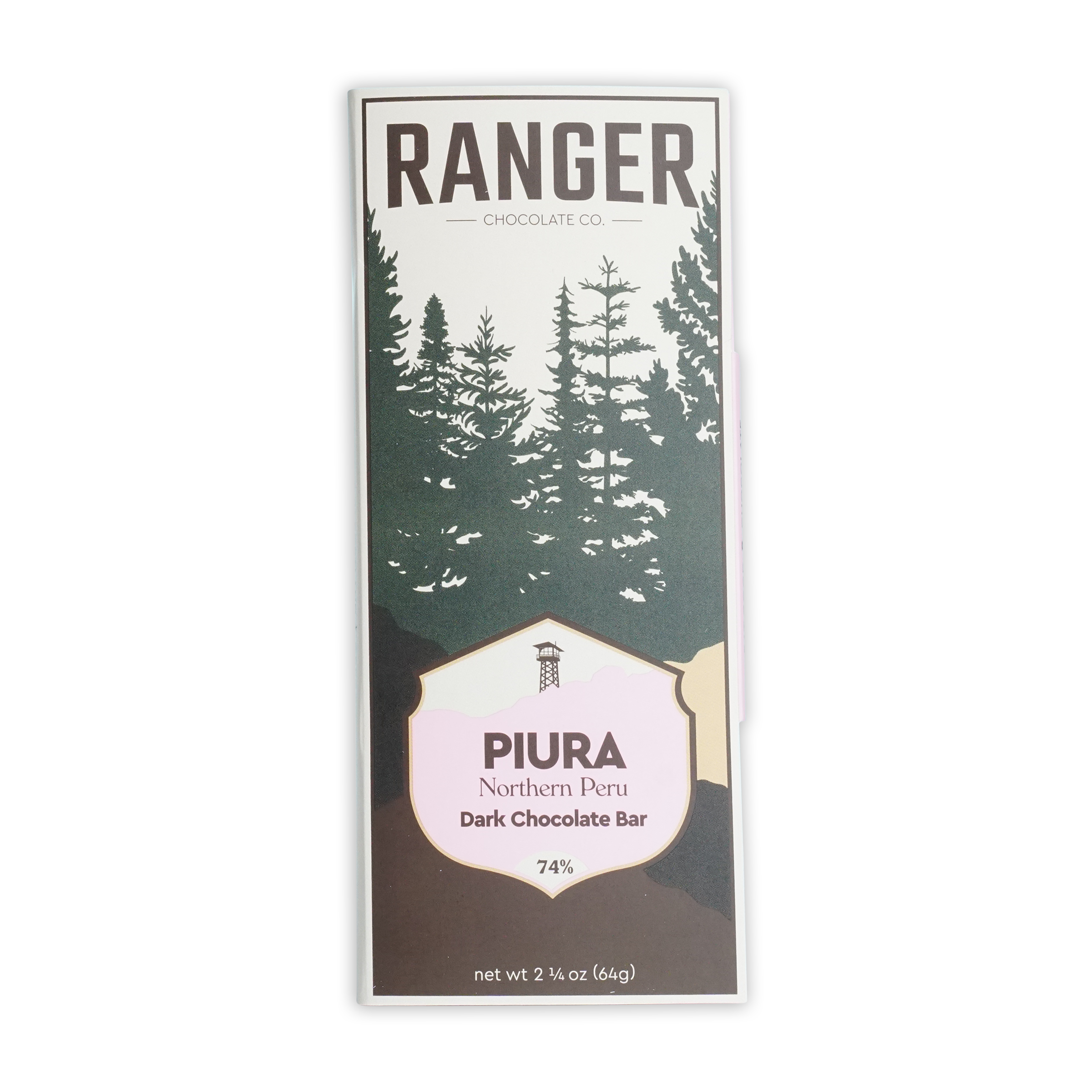 Ranger Dark Piura Peru 74% chocolate bar front view