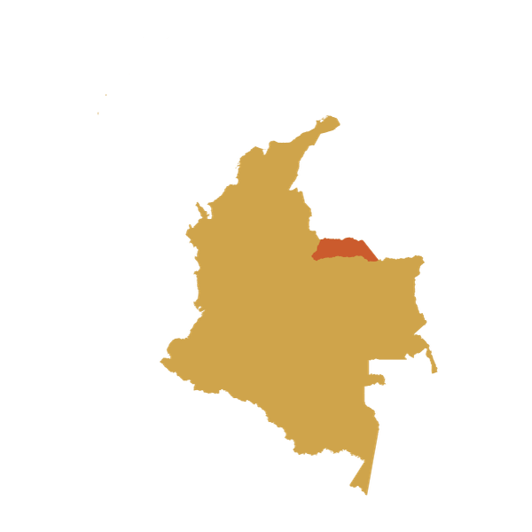 Map of Colombia pointing to Arauca region