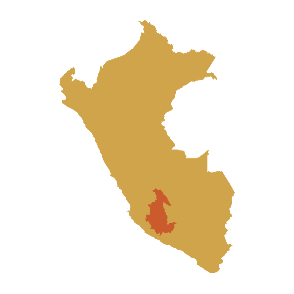 Map of Peru pointing to Ayacucho region