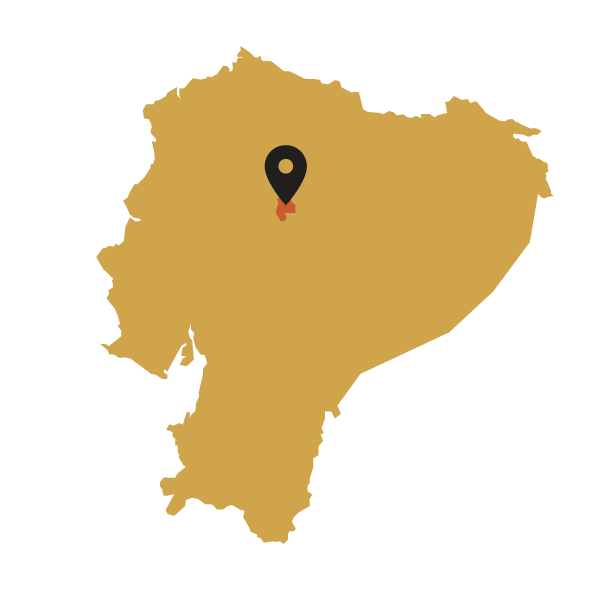Map of Ecuador with a black marker pointing to a Cotopaxi region