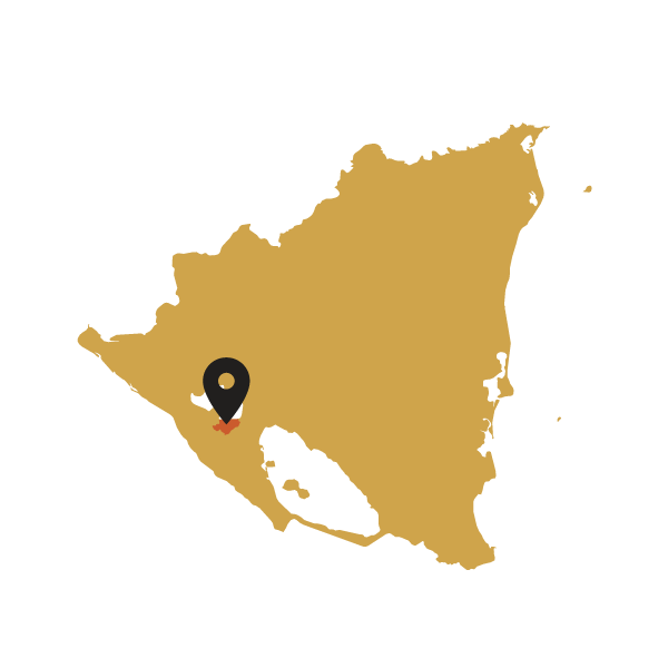 Map of Nicaragua with a black marker pointing to a Lake Managua region