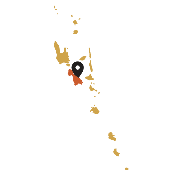 Map of Vanuatu with a black marker pointing to a Malekula Island region
