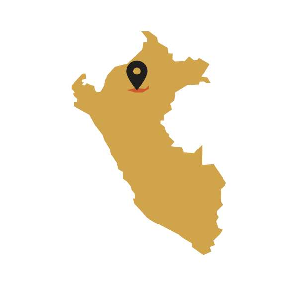 Map of Peru with a black marker pointing to a Maranon Canyon region