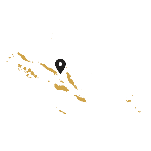 Map of Solomon Islands with a black marker pointing to a Paspaskato region